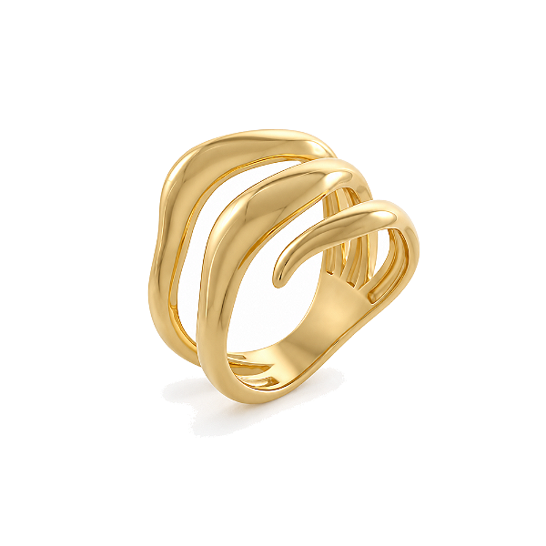 Anel 3 fios folheado a ouro 18k