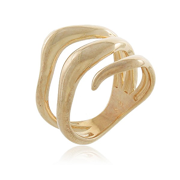 Anel 3 fios folheado a ouro 18k