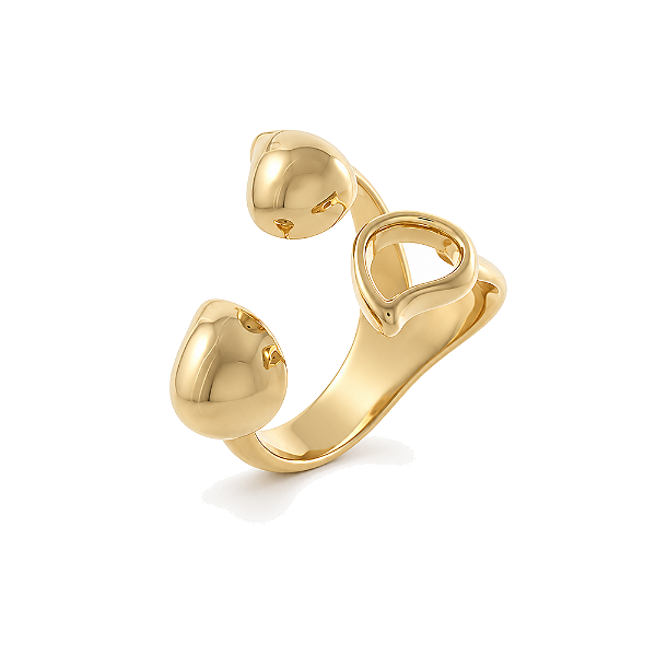 Anel gotas folheado a ouro 18k