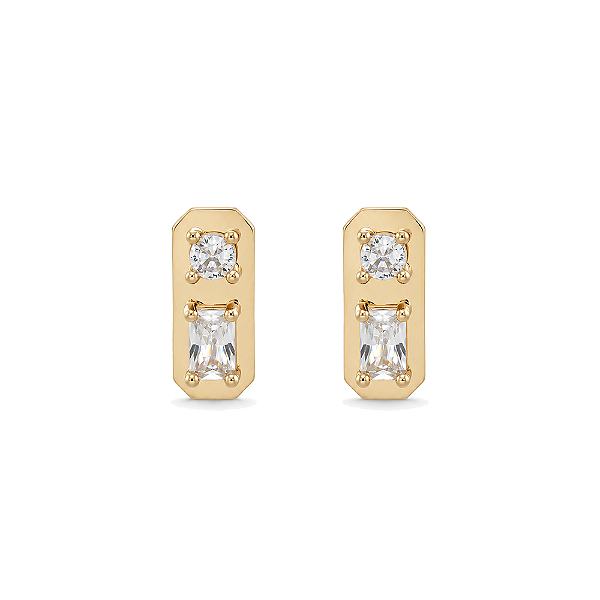 Brinco com zircônias folheado a ouro 18k
