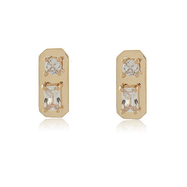 Brinco com zircônias folheado a ouro 18k