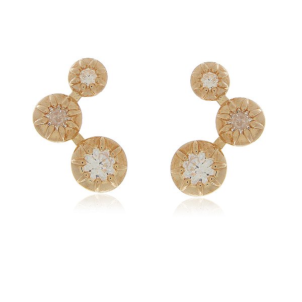 Brinco Ear Cuff com zircônias folheado a ouro 18k