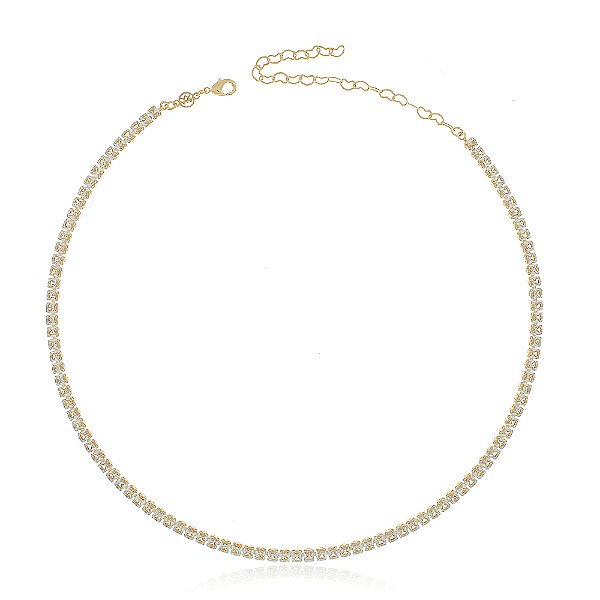 Choker Riviera folheada a ouro 18k