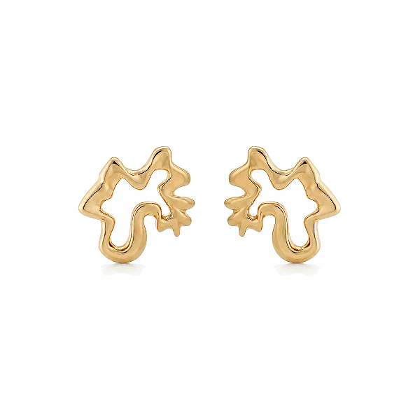 Brinco orgânico folheado a ouro 18k