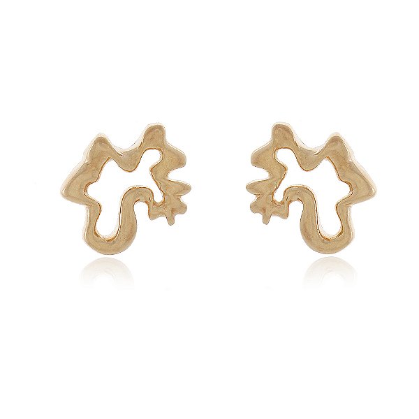 Brinco orgânico folheado a ouro 18k