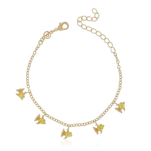 Pulseira infantil folheada a ouro 18k 15cm
