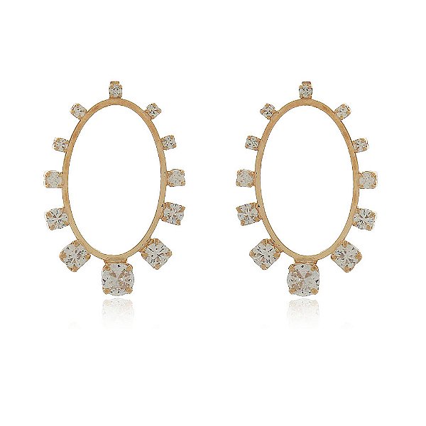 Brinco com zircônias folheado a ouro 18k