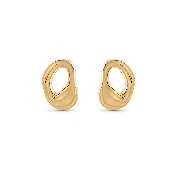Brinco orgânico folheado a ouro 18k