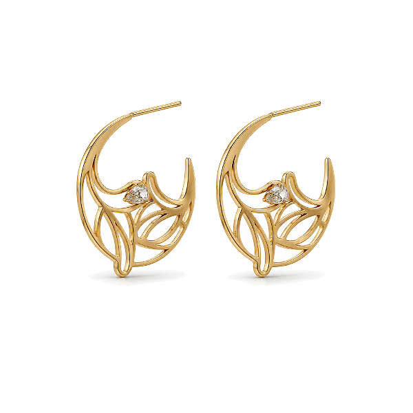 Argola trabalhada folheada a ouro 18k