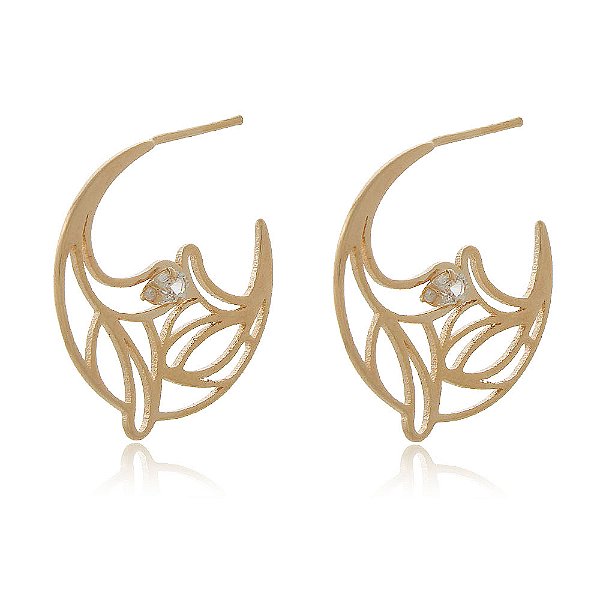 Argola trabalhada folheada a ouro 18k