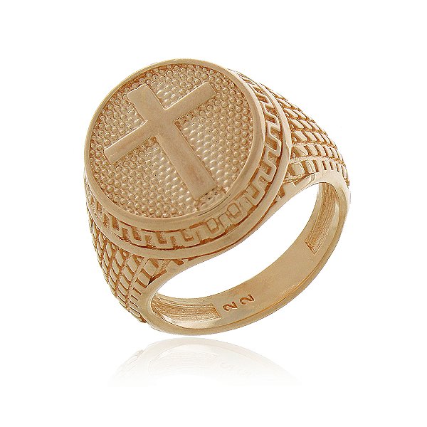Anel Cruz folheado a ouro 18k