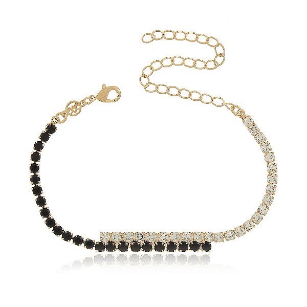Pulseira Riviera com zircônias folheada a ouro 18k