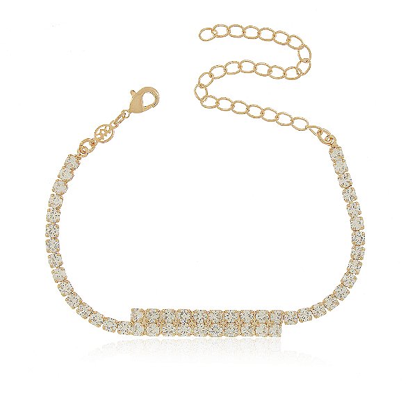 Pulseira Riviera com zircônias folheada ouro 18k