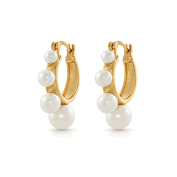 Argola com pérolas sintéticas folheada a ouro 18k