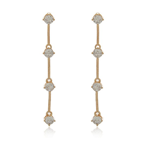 Brinco com zircônias folheado a ouro 18k