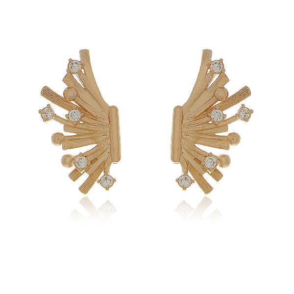 Brinco com zircônias folheado a ouro 18k
