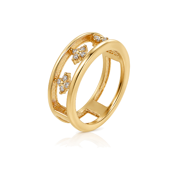 Anel vazado folheado a ouro 18k