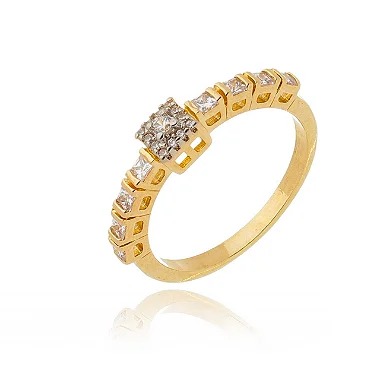 Meia aliança com zircônias folheada a ouro 18k