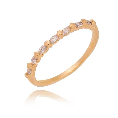 Meia aliança com zircônias folheado a ouro 18k