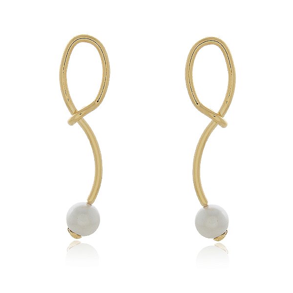 Brinco pérola folheado a ouro 18k