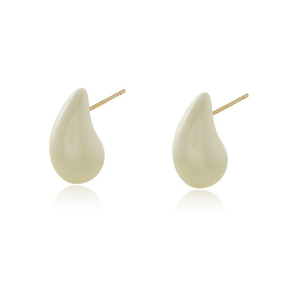 Brinco pérola gota média folheado a ouro 18k