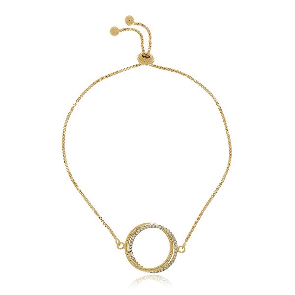 Pulseira círculo com zircônias regulável folheada a ouro 18k