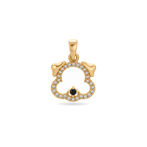 Pingente cachorrinho com zircônias folheado a ouro 18k