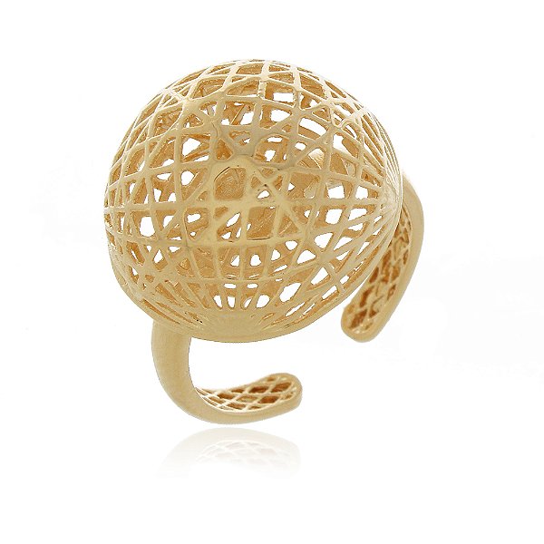 Anel globo regulável folheado a ouro 18k