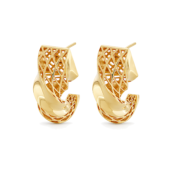 Brinco torcido folheado a ouro 18k