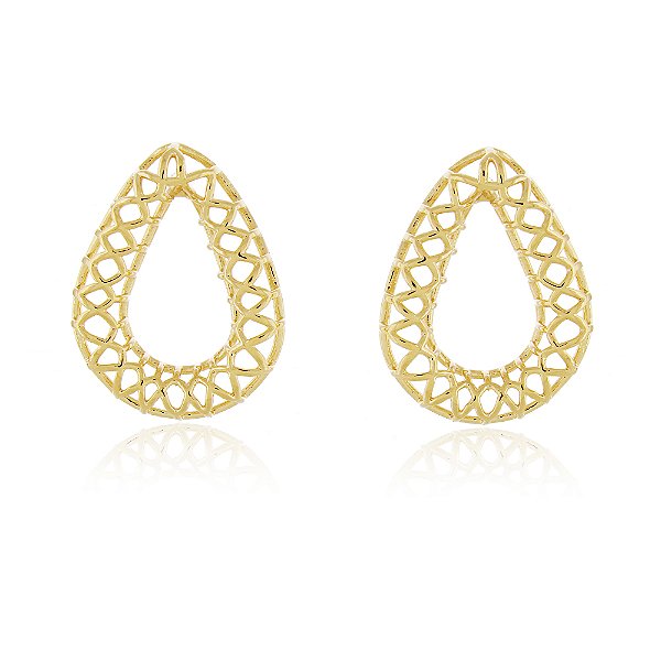 Brinco gota média folheado a ouro 18k