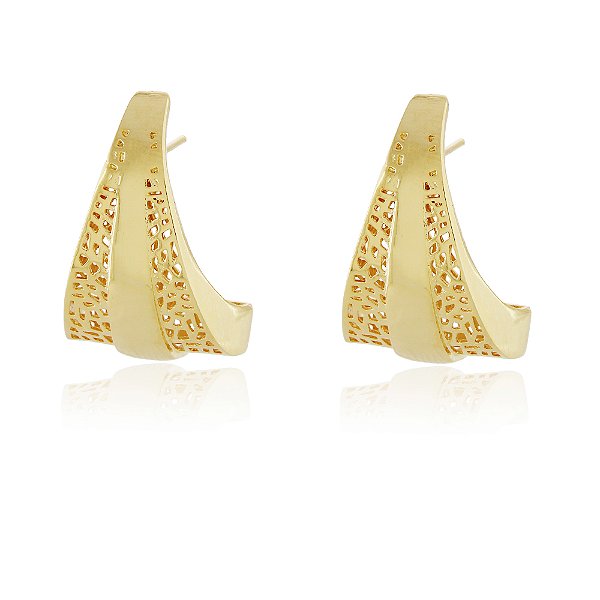 Brinco trabalhado folheado a ouro 18k