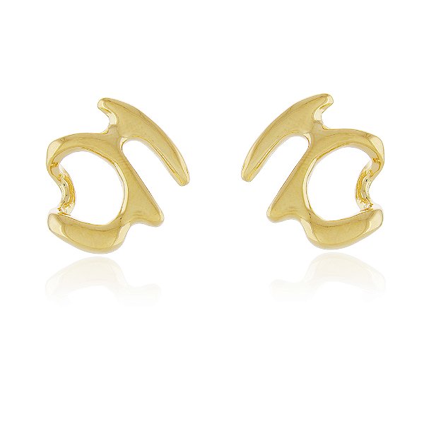 Brinco orgânico folheado a ouro 18k
