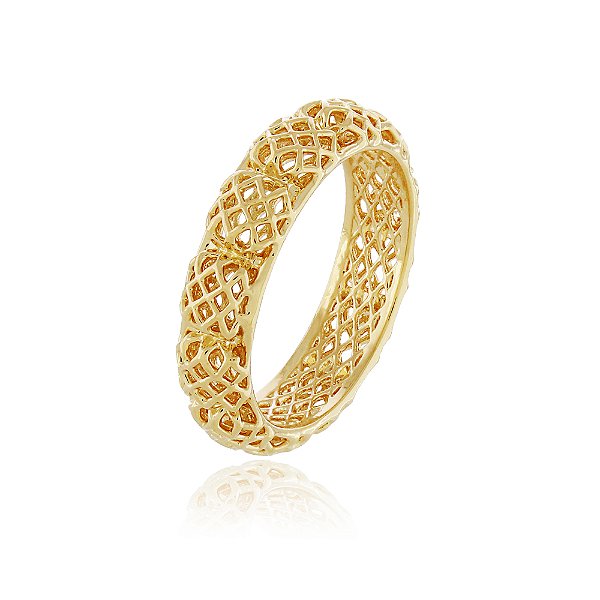 Anel gomos vazados folheado a ouro 18k