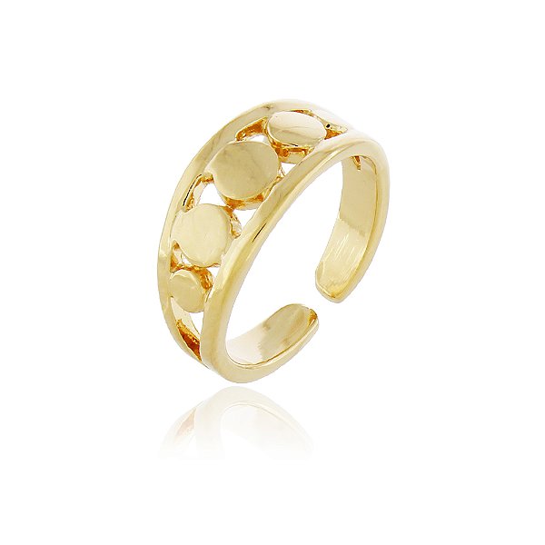 Anel ttabalhado dedinho regulável folheado a ouro 18k