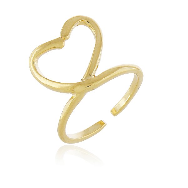 Anel coração regulável folheado a ouro 18k