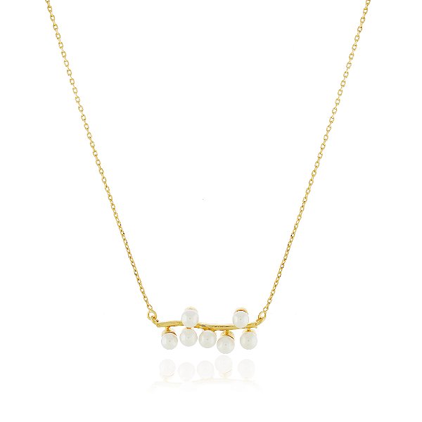 Gargantilha pérola folheada a ouro 18k