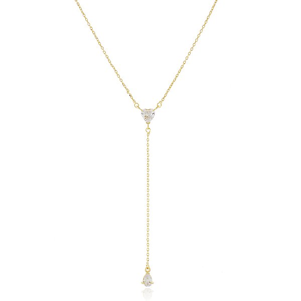 Gargantilha gravatinha com zircônia folheada a ouro 18k