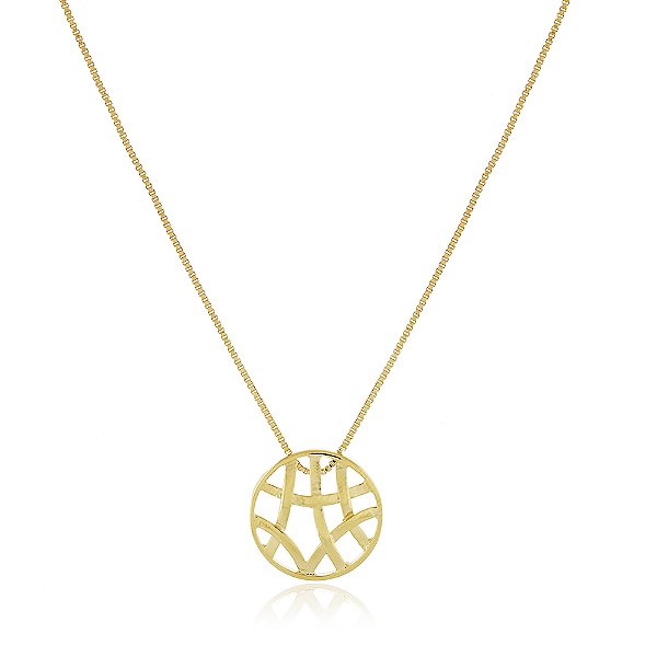 Gargantilha trabalhada folheada a ouro 18k