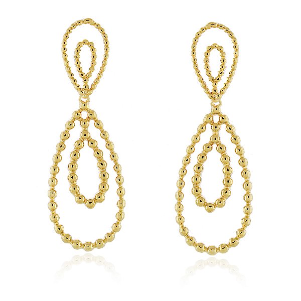 Brinco oval duplo folheado a ouro 18k