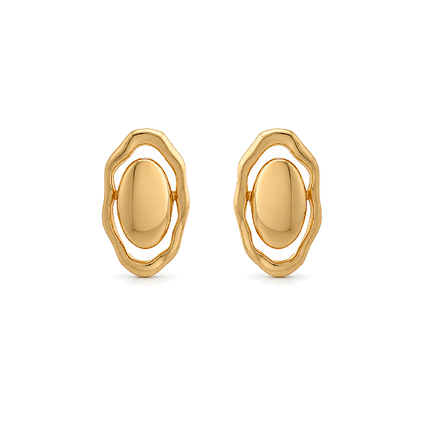 Brinco orgânico folheado a ouro 18k
