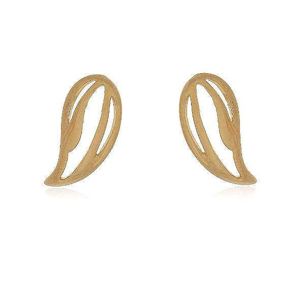 Brinco folha folheado a ouro 18k