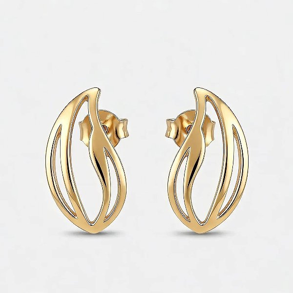 Brinco folha folheado a ouro 18k