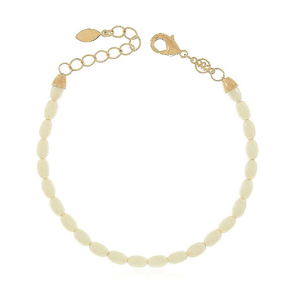 Pulseira pérola sintética folheada a ouro 18k 18cm