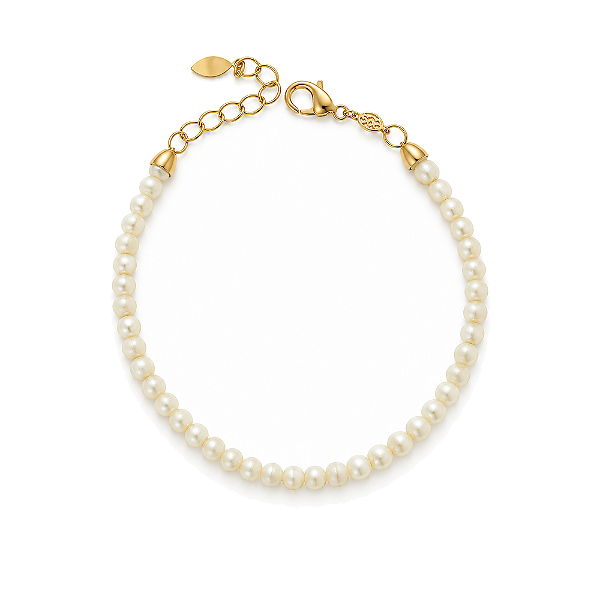 Pulseira pérola folheada a ouro 18k