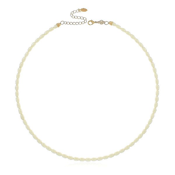 Colar pérola arroz sintética folheada a ouro 18k