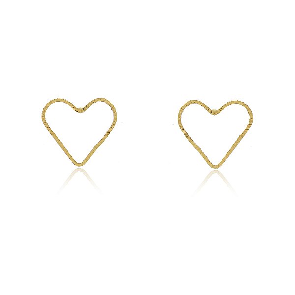 Brinco coração vazado folheado a ouro 18k