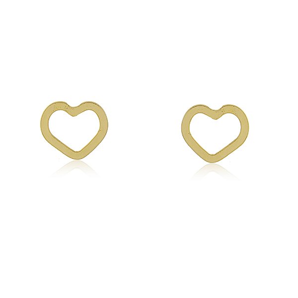 Brinco coração vazado folheado a ouro 18k