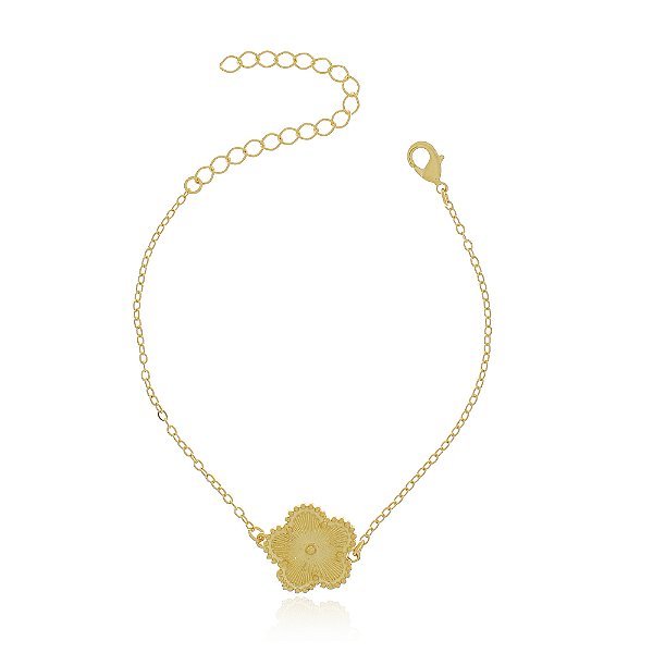 Pulseira trevo folheada a ouro 18k 16cm