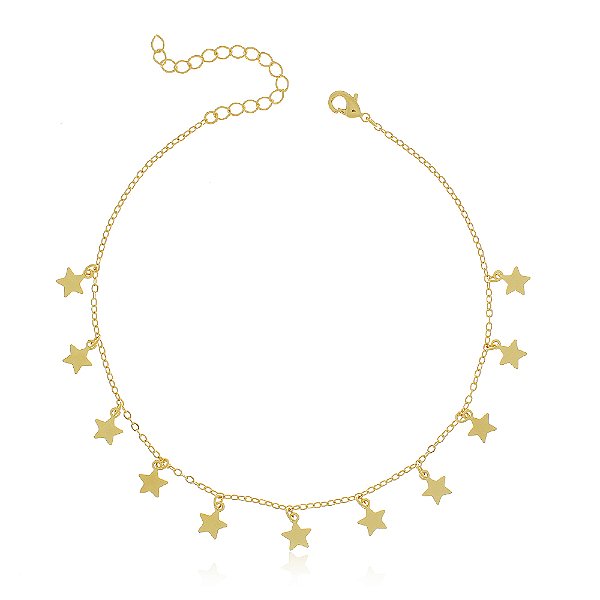Tornozeleira estrela folheada a ouro 18k 24cm