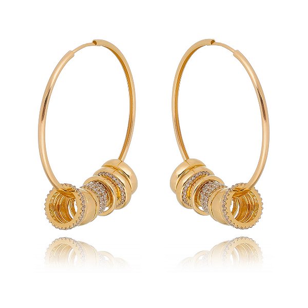 Argola com círculos folheada a ouro 18k